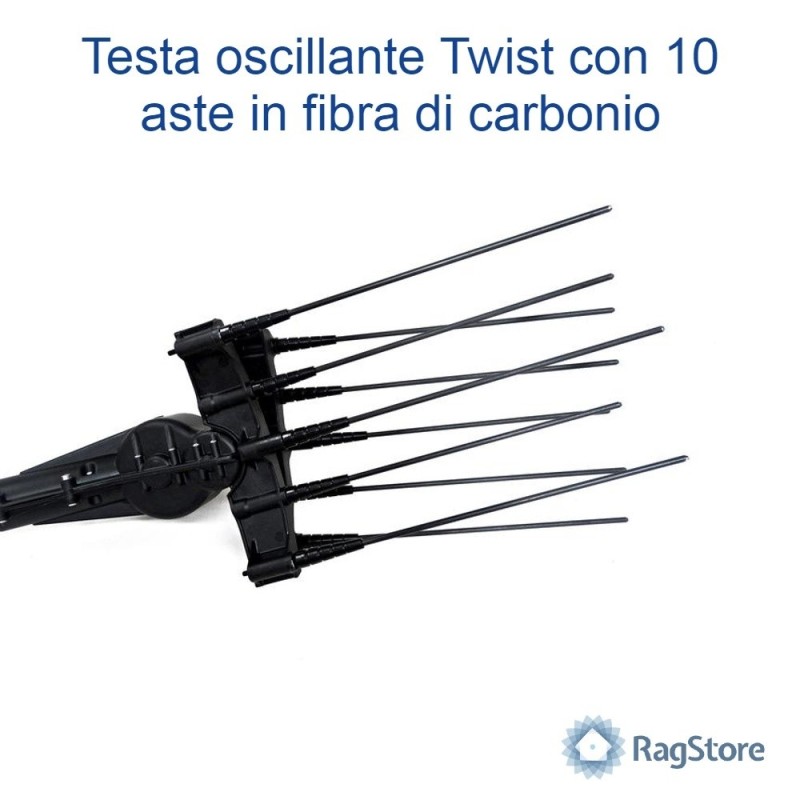 Testa oscillante Twist con 10 aste in fibra di carbonio - Aima