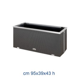 VASO FIORIERA ALLUMINIO RATTAN CM 95x39x43 ANTRACITE