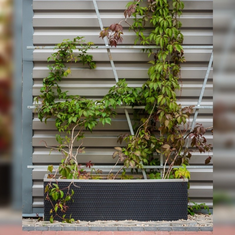 VASO FIORIERA ALLUMINIO RATTAN CM 95x39x43 ANTRACITE