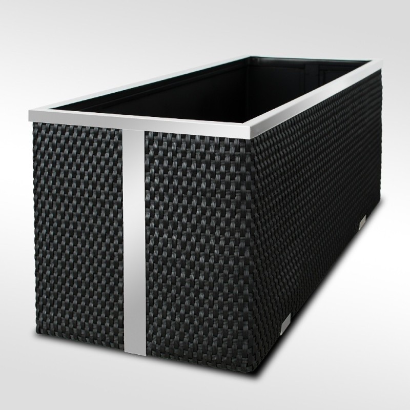 VASO FIORIERA ALLUMINIO RATTAN CM 95x39x43 ANTRACITE