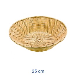 Cestino pane tondo in poly rattan intrecciato Ø 25 cm per ristoranti e servizio tavola