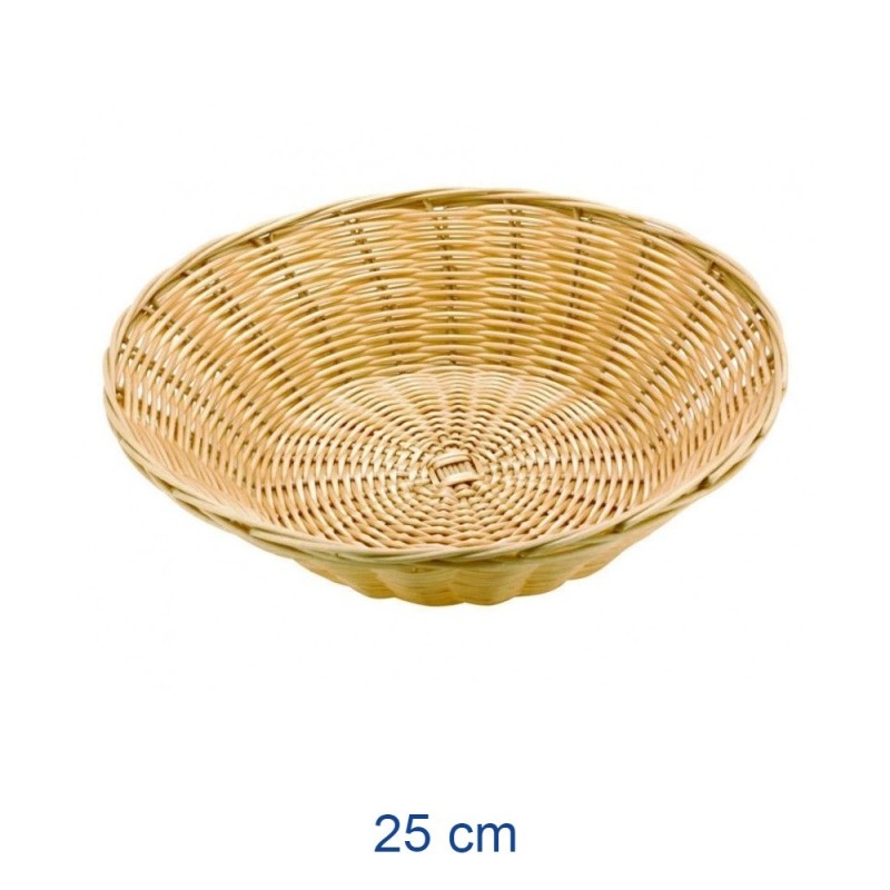 Cestino pane tondo in poly rattan intrecciato Ø 25 cm per ristoranti e servizio tavola
