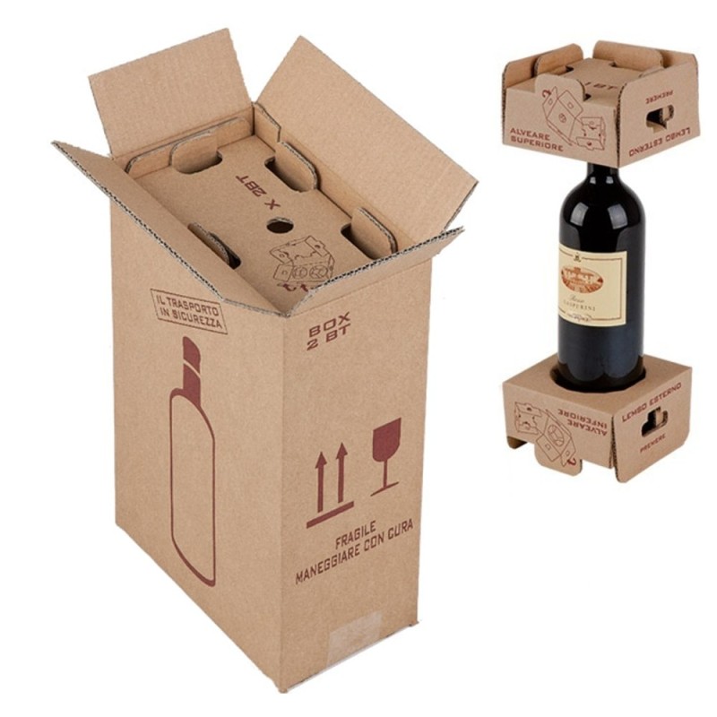 Scatola Cartone Ondulato Spedizione 2 Bottiglie 23×13×36 cm | Rag Store