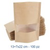 Sacchetto in carta con finestra e zip cm 13+7x22,5 - 100 Pz