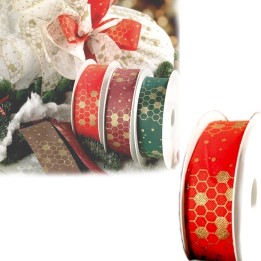 NASTRO TNT DECORAZIONE NIDO APE ROSSO ORO 40 MM x 50 MT