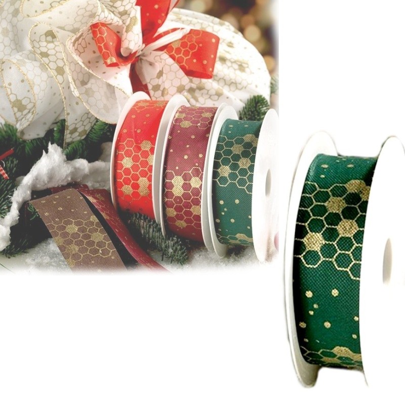 NASTRO TNT DECORAZIONE NIDO APE VERDE ORO 40 MM x 50 MT
