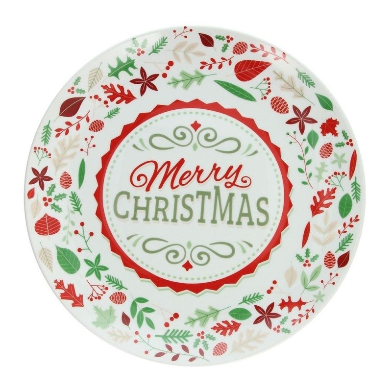 PIATTO PORCELLANA PER PANETTONE CM 30 MERRY CHRISTMAS