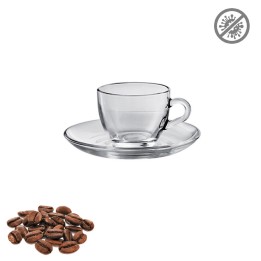 Servizio 6 tazzine in vetro con piattino mod. Basic 8,5 cl Pasabahce