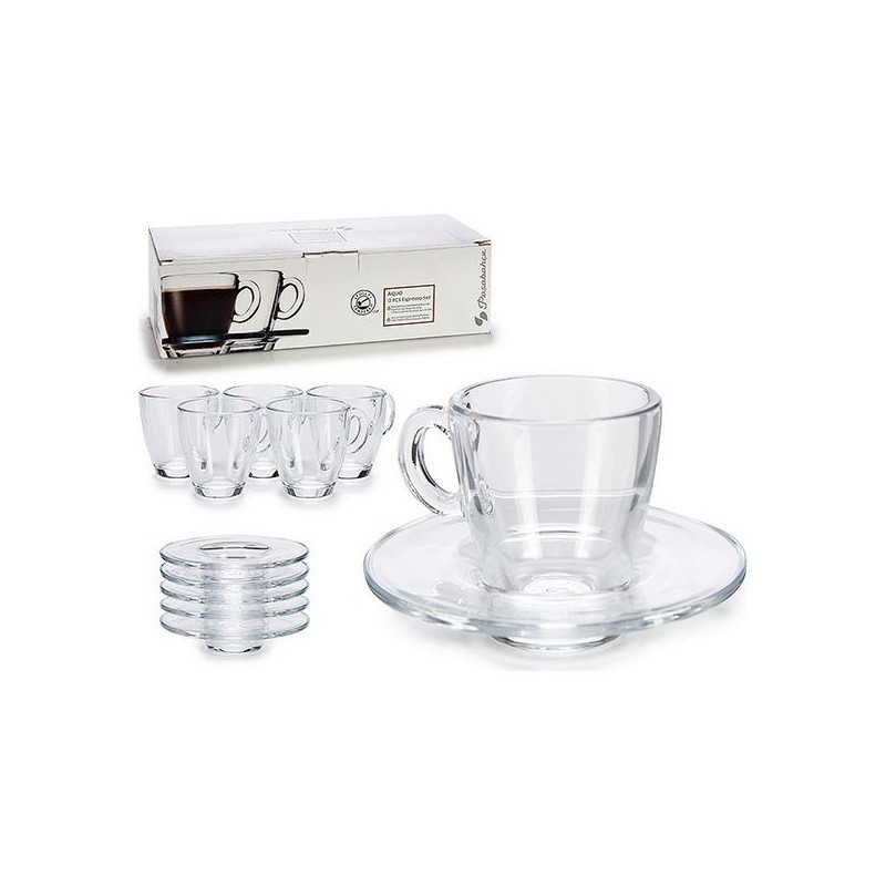 Set 6 tazzine in vetro con piattino modello Aqua da 7 cl - Pasabahce