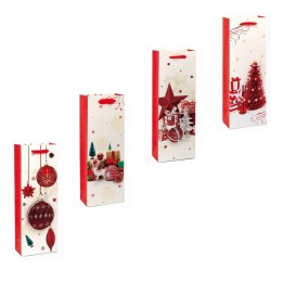 BUSTA CARTA PER BOTTIGLIE CM 12x8,5x36 RED CHRISTMAS