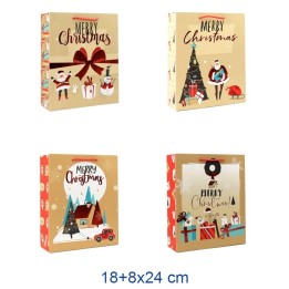 BUSTA CARTA SHOPPERS NATALE KRAFT CM 18x8x24
