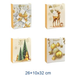 BUSTA CARTA SHOPPERS NATALE ROMANTIC ORO CM 26x10x32