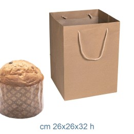 BUSTA CARTA SHOPPER PER PANETTONE CM 26x26x34 AVANA