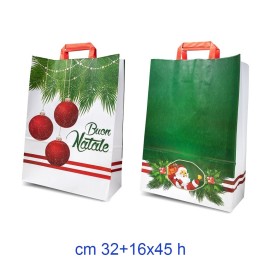 BUSTA CARTA SHOPPERS NATALE CM 32x16x45 BUONE FESTE