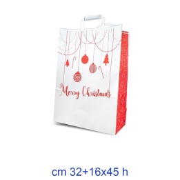 BUSTA CARTA SHOPPERS NATALE CM 32x16x45 MERRY CHRISTMAS