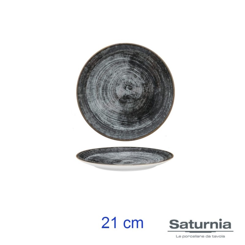 PIATTO PORCELLANA BLACK ROUND FRUTTA 21 CM