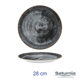 PIATTO PORCELLANA BLACK ROUND PIANO 28 CM