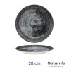 PIATTO PORCELLANA BLACK ROUND PIANO 28 CM