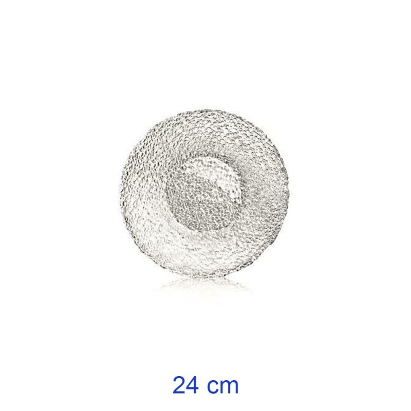 PIATTO VETRO TRASPARENTE GOCCE FONDO CM 24 SET 6 Pz