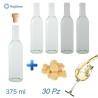 Kit 30 bottiglie trasparenti per vino da 375 ml complete di tappo