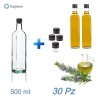 kit bottiglie trasparenti per olio aromatizzato da 500 ml