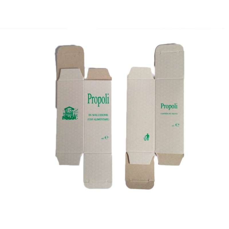 scatola cartone piatta per boccetta propoli da 20 e 30 ml