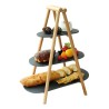 ALZATA PORTA DOLCI A 3 PIANI LEGNO ARDESIA