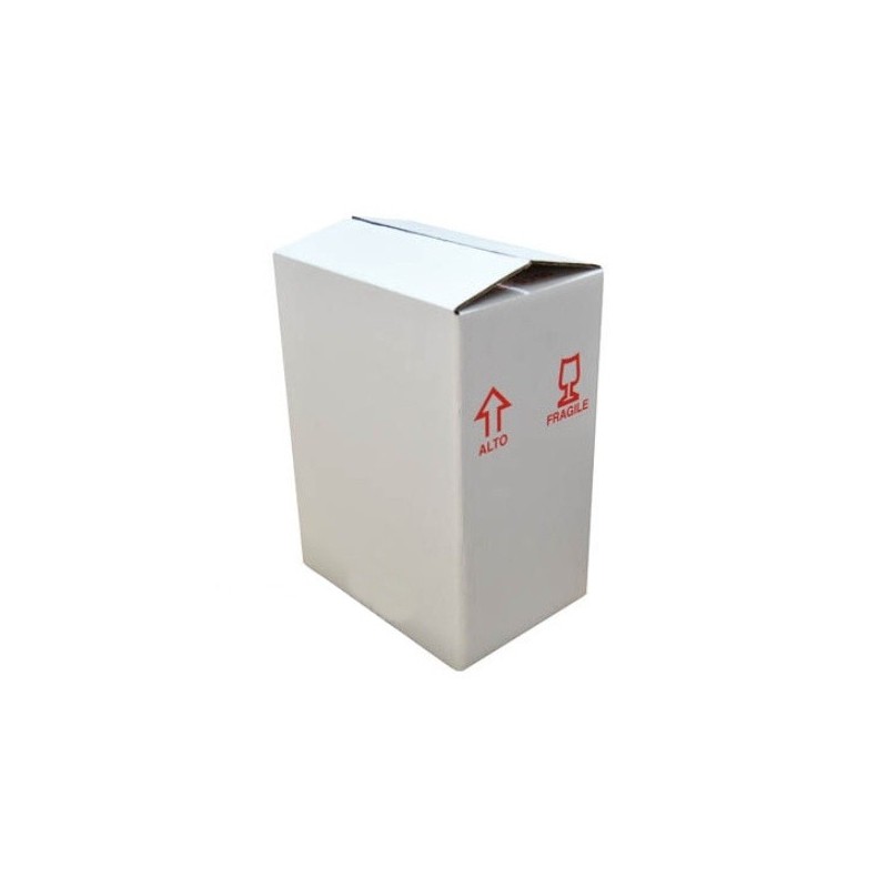 Scatola cartone anonimo bianco per imballaggio bottiglie vino