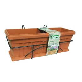 Vaso fioriera rettangolare Iris con supporto ferro 50 cm