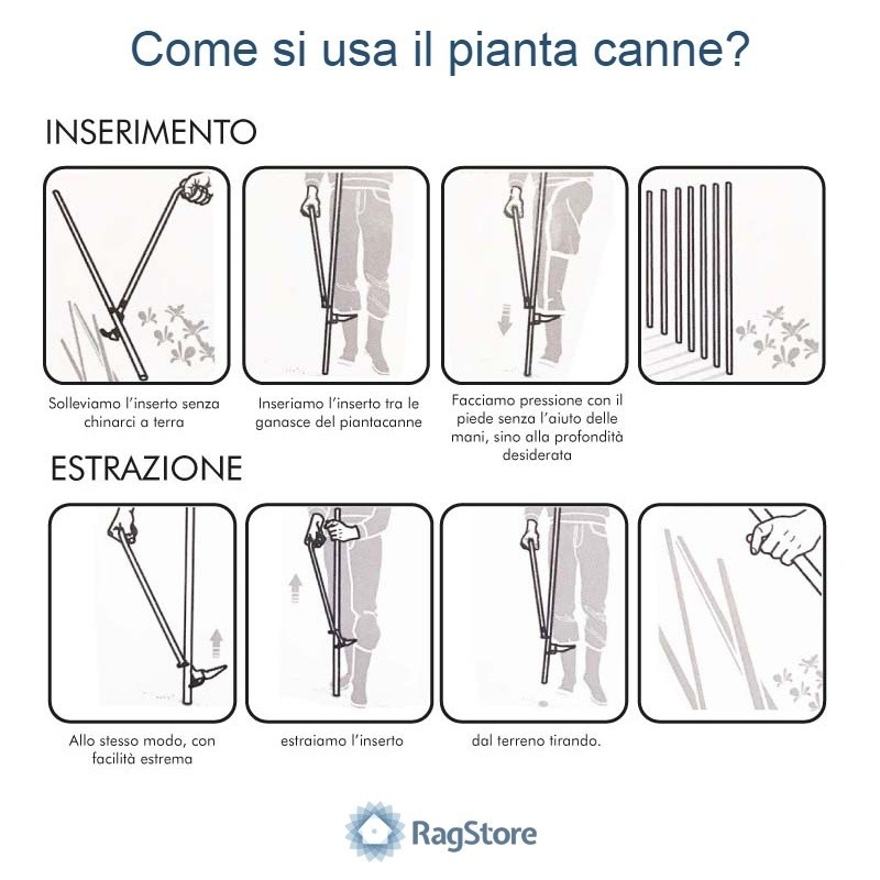 PIANTATORE PER CANNE E PALI 15-30 MM SALVA SCHIENA CM 60