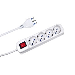 CIABATTA MULTIPRESA 4 POSTI SCHUKO BIPASSO CON INTERRUTTORE
