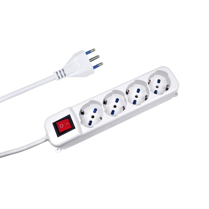 CIABATTA MULTIPRESA 4 POSTI SCHUKO BIPASSO CON INTERRUTTORE