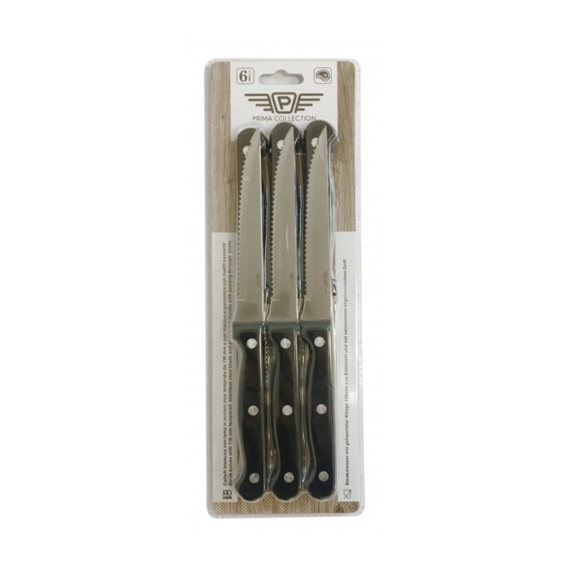 COLTELLO BISTECCA PRIMA COLLECTION LAMA SEGHETTATA 6 PZ