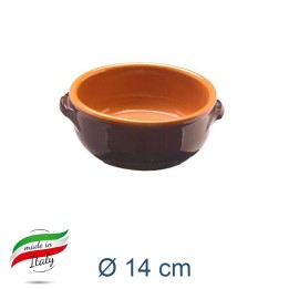 TEGAMINO TERRACOTTA SMALTATO CM 14 BRUNELLA 2 MANICI