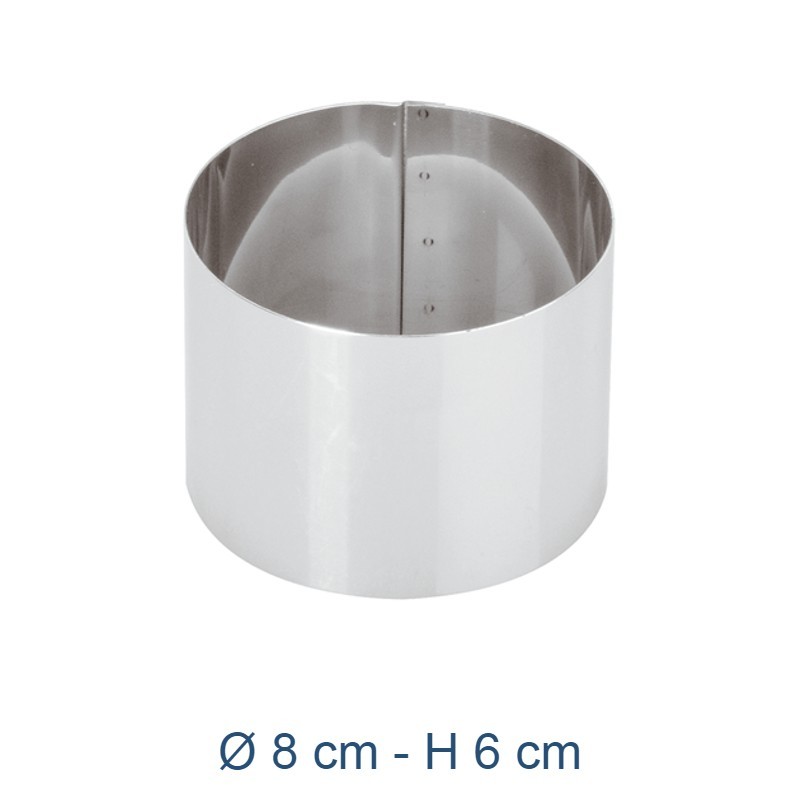ANELLO PASTICCERIA PER GELATO ACCIAIO INOX 8 CM