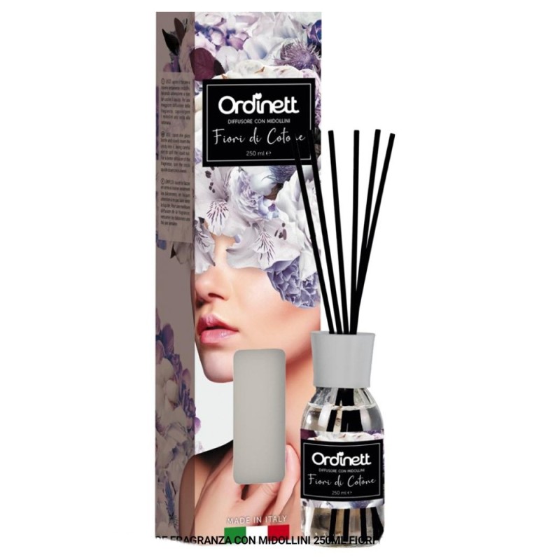 DIFFUSORE FRAGRANZA CON BASTONCINI 250 ML FIORI DI COTONE