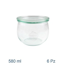 Barattoli vetro Weck tulip  580 ml per vaso cottura con coperchio - 6 Pz