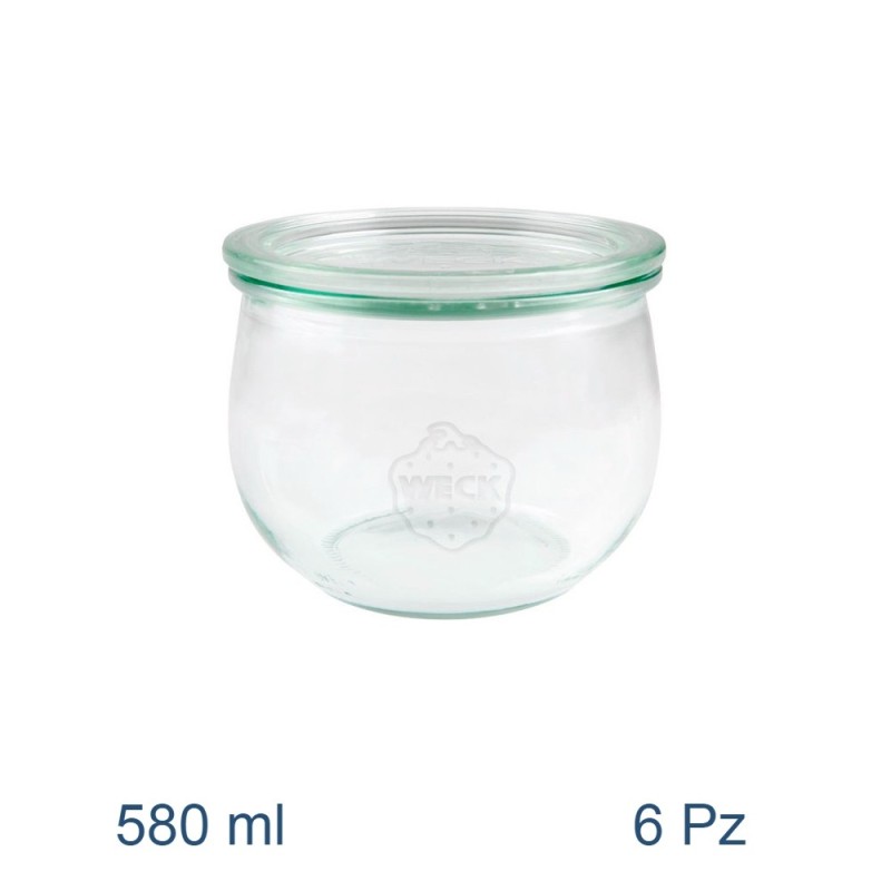 Barattoli vetro Weck tulip  580 ml per vaso cottura con coperchio - 6 Pz