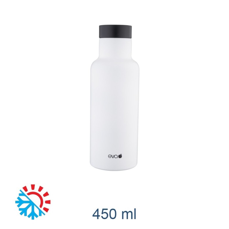 BOTTIGLIA TERMICA ACCIAIO CON TAPPO AUTOMATICO 450 ML BIANCA