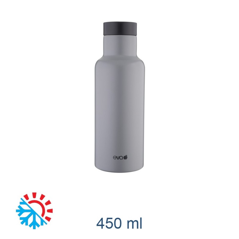 BOTTIGLIA TERMICA ACCIAIO CON TAPPO AUTOMATICO 450 ML GRIGIO