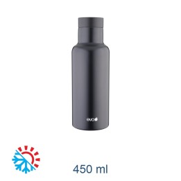 BOTTIGLIA TERMICA ACCIAIO CON TAPPO AUTOMATICO 450 ML NERO