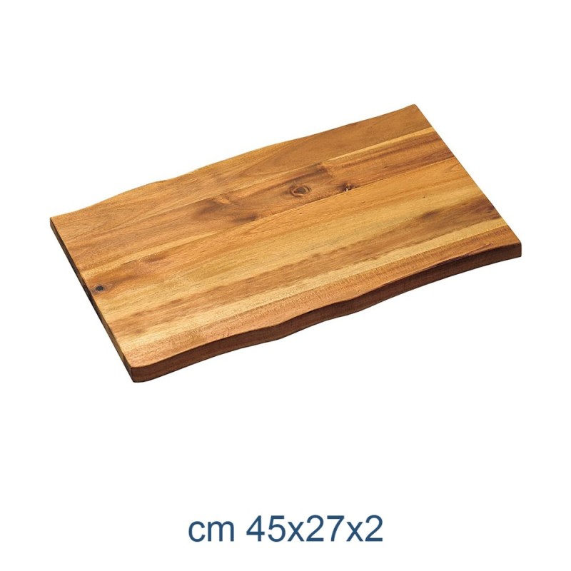 Tagliere rettangolare in legno di acacia 45x27x2 cm bordo naturale