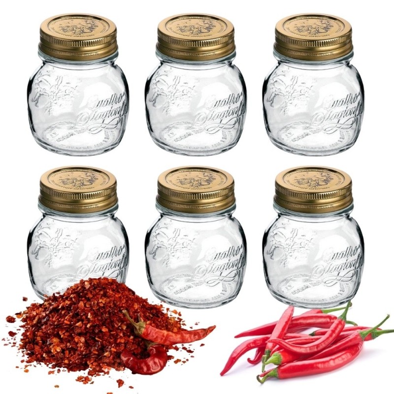 set 6 barattolini vetro per peperoncino da 150 ml