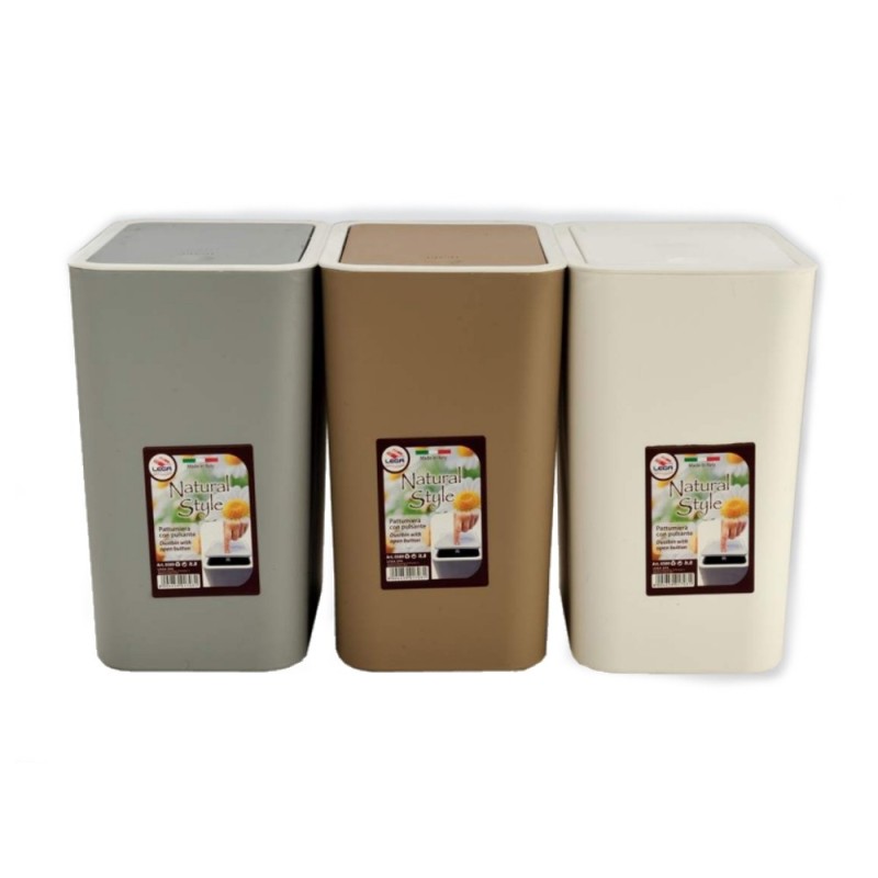 PATTUMIERA CON PULSANTE DA  8 LT NATURAL STYLE