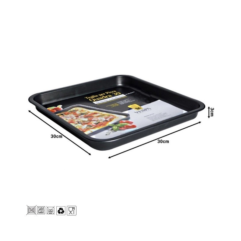 TEGLIA PER PIZZA ANTIADERENTE BASSA VESPA CM 30x30x3