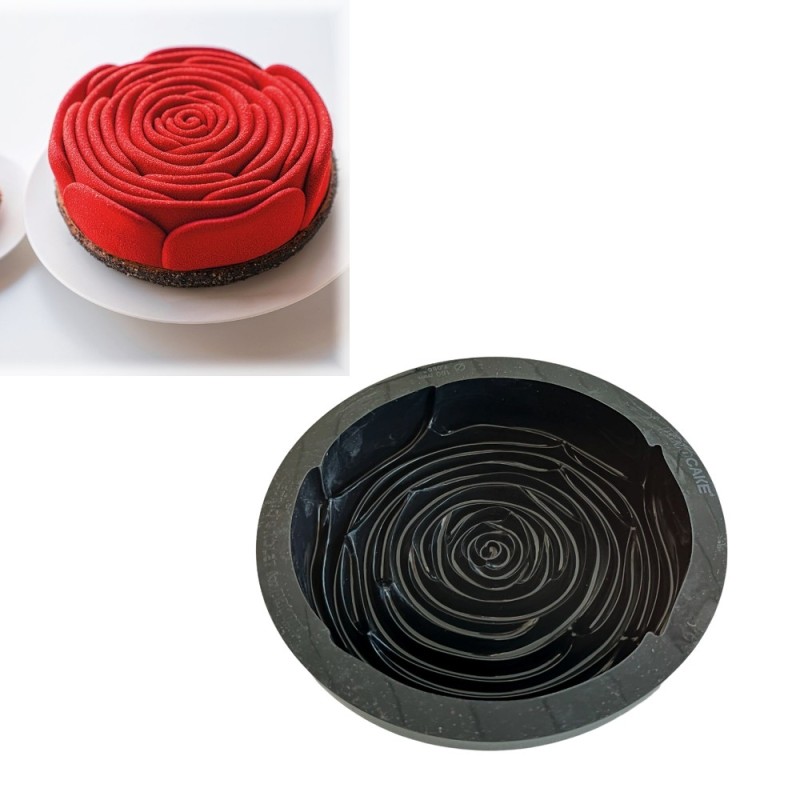 STAMPO IN SILICONE PER TORTA LA VIE EN ROSE CM 18