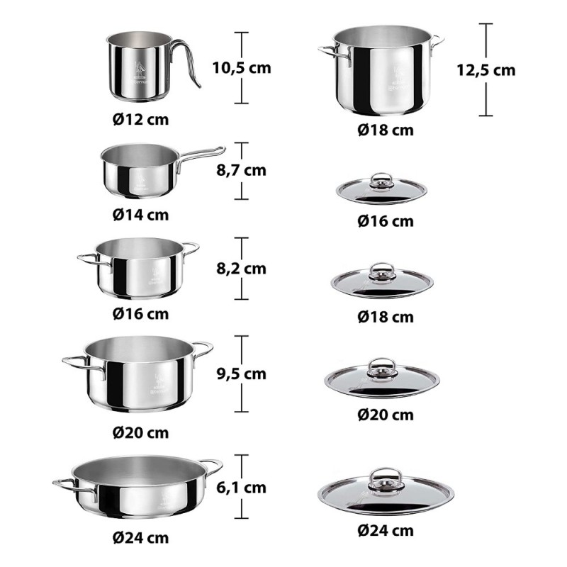 BATTERIA PENTOLE INOX DIVINA 10 PZ INDUZIONE