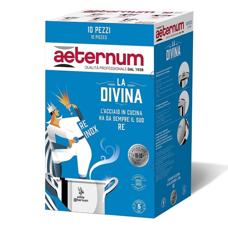 BATTERIA PENTOLE INOX DIVINA 10 PZ INDUZIONE