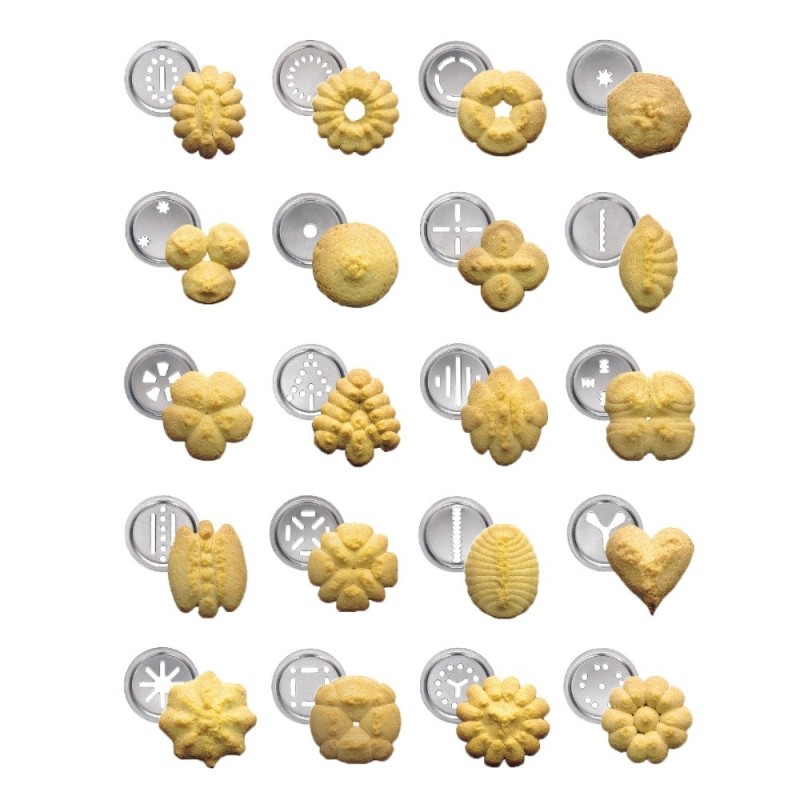 Set 20 trafile in acciaio inox per macchina biscotti Marcato