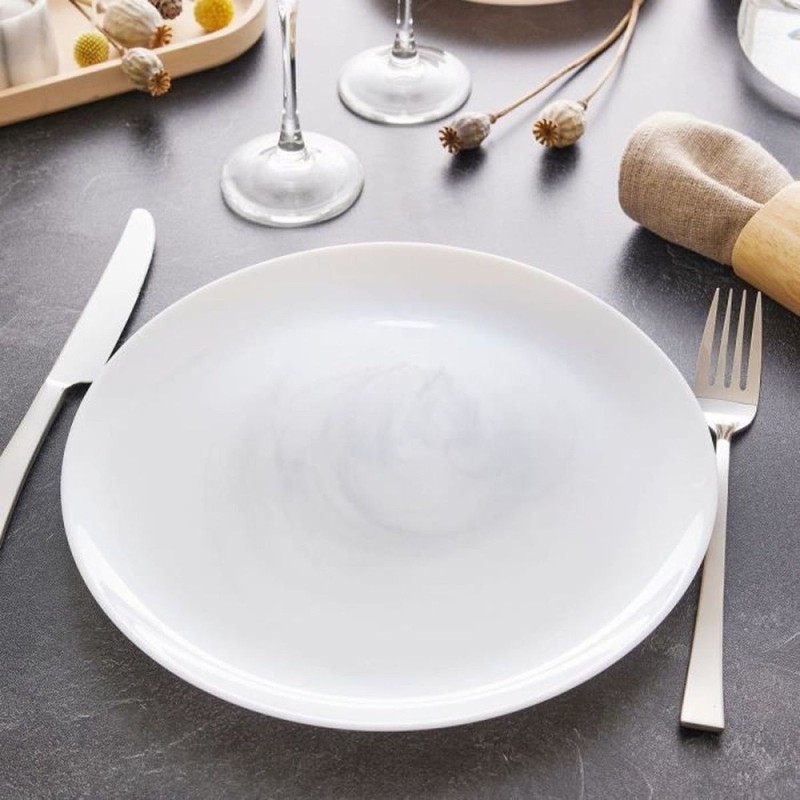 Set 18 pz piatti tavola Luminarc Diwali Bianchi effetto marmo - RagStore